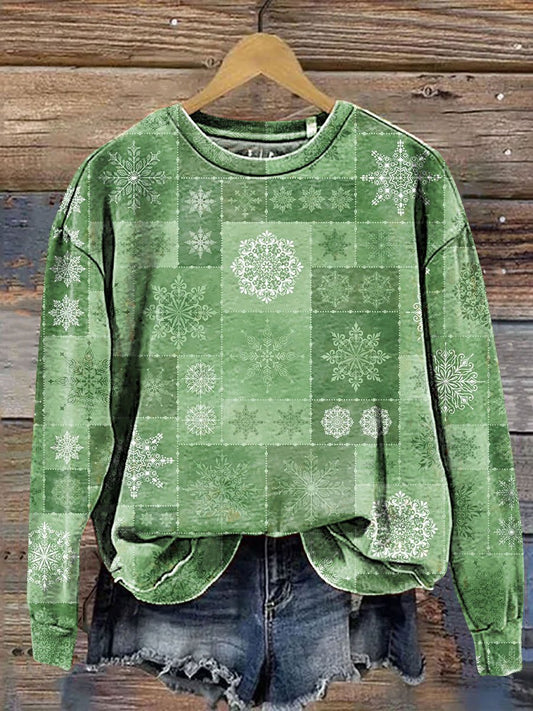 Snowflake Art Print Casual Sweatshirt