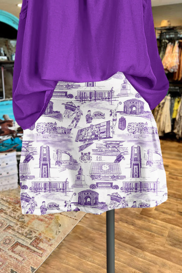 Purple Clemson Gameday Print Skirt