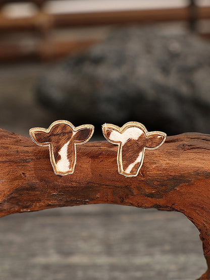 Vintage Western Cow Head Earrings