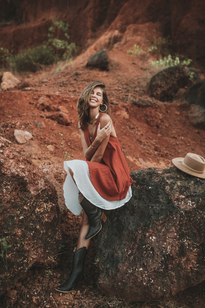 Boho Midi Dress Black/Cotton Gypsy Dress