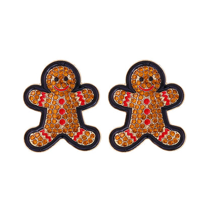 Cute Colored Alloy Christmas Gingerbread Man Earrings