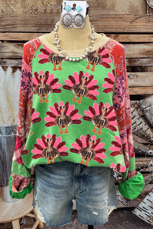 Contrast Turkey Print Top