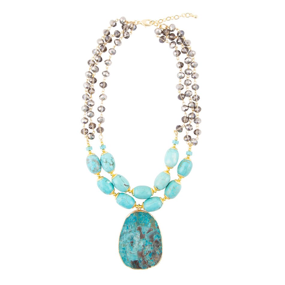 Baron Blue Turquoise Magnesite Pendant Statement Necklace