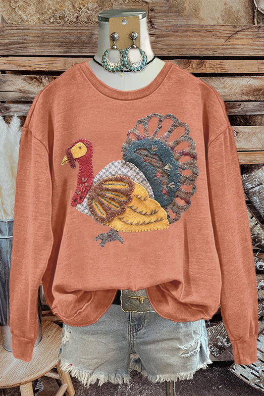 Chic Farm Turkey Print Sweatshirt