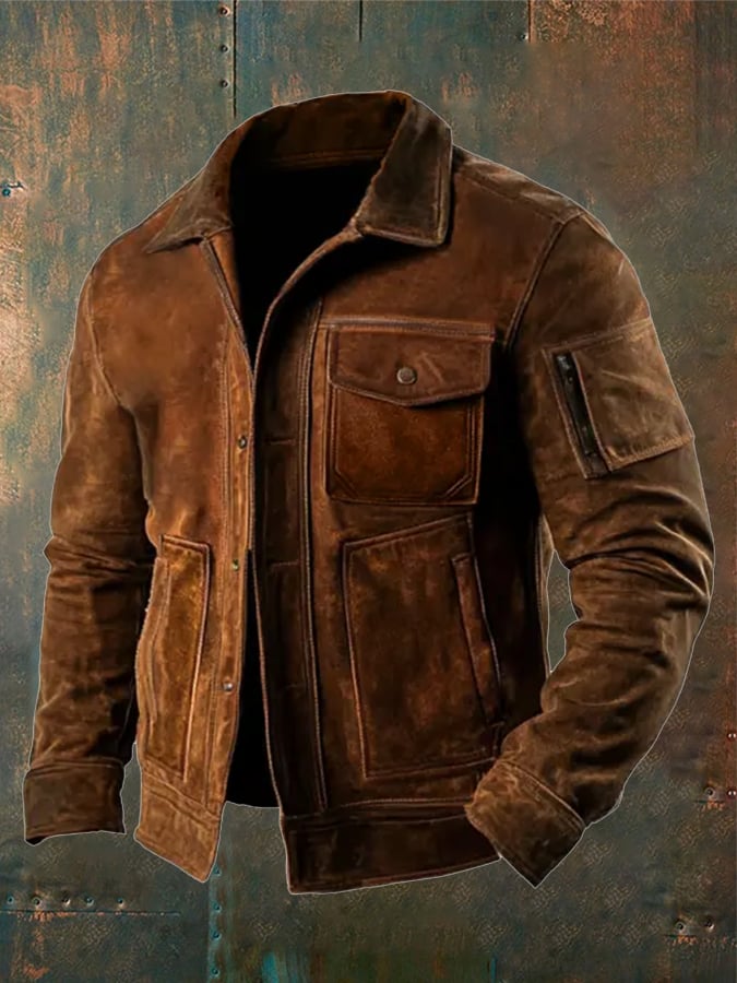 Men's Vintage Suede Pocket Outdoor Jacket