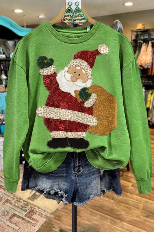 Vintage Contrasting Color Santa Claus Sweatshirt