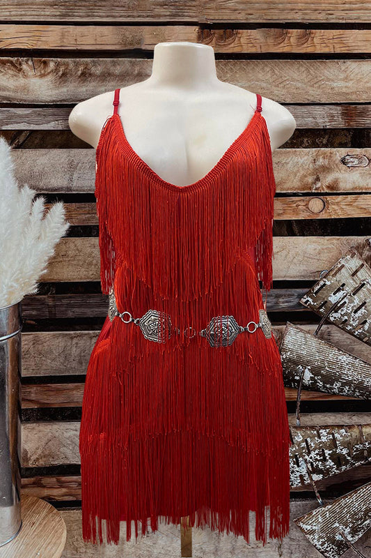 Pretty Layered Fringed Dress