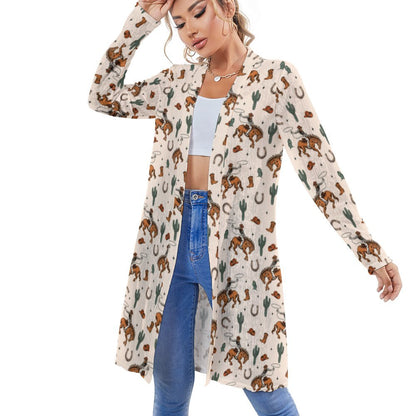 Rodeo Cowboy Print Lightweight Cardigan