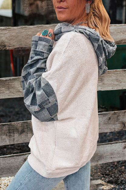 Checkered Denim Hoodie