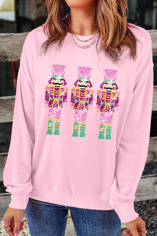 Pink Christmas Neon Nutcrackers Crewneck Sweatshirt