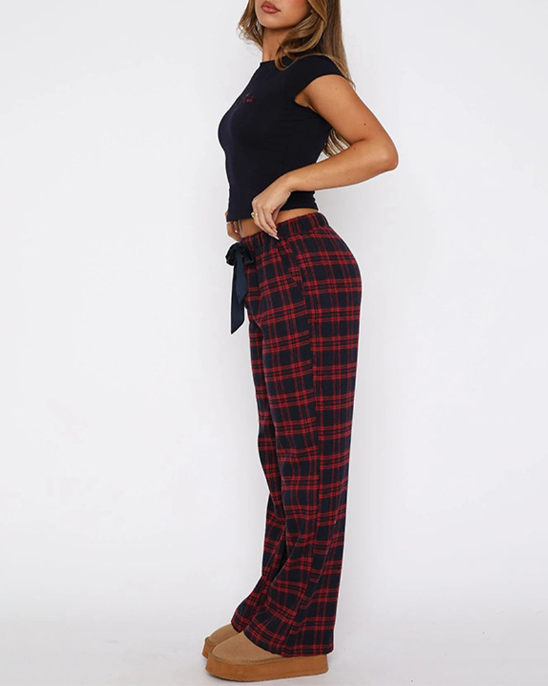 Lined Stripped Straight Tubes Casual Trousers