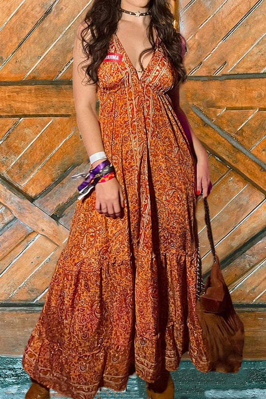 Beautiful V-Neck Paisley Dress