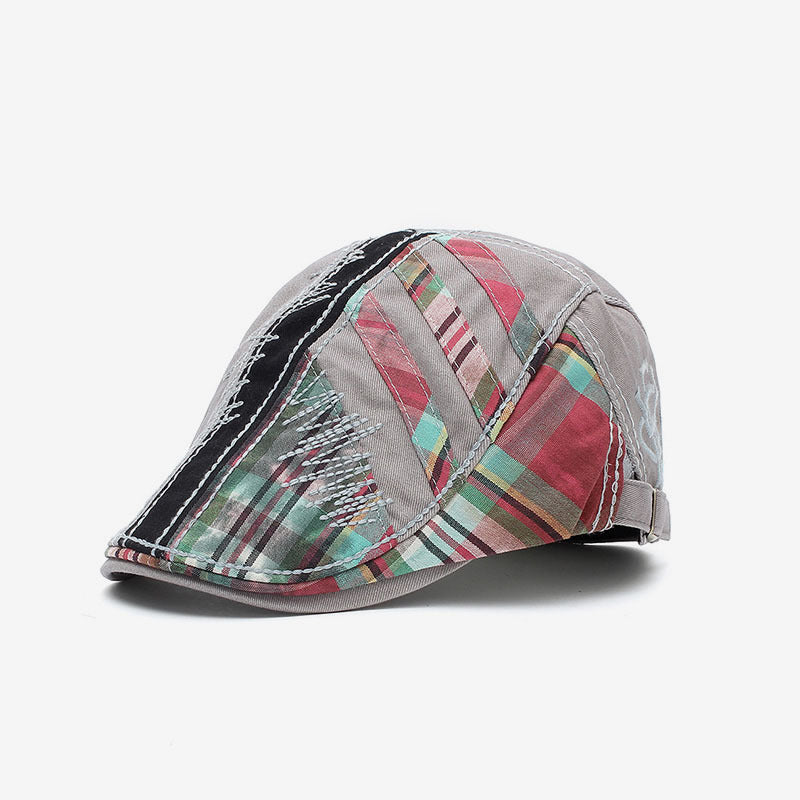 Patchwork stitching plaid forward cap