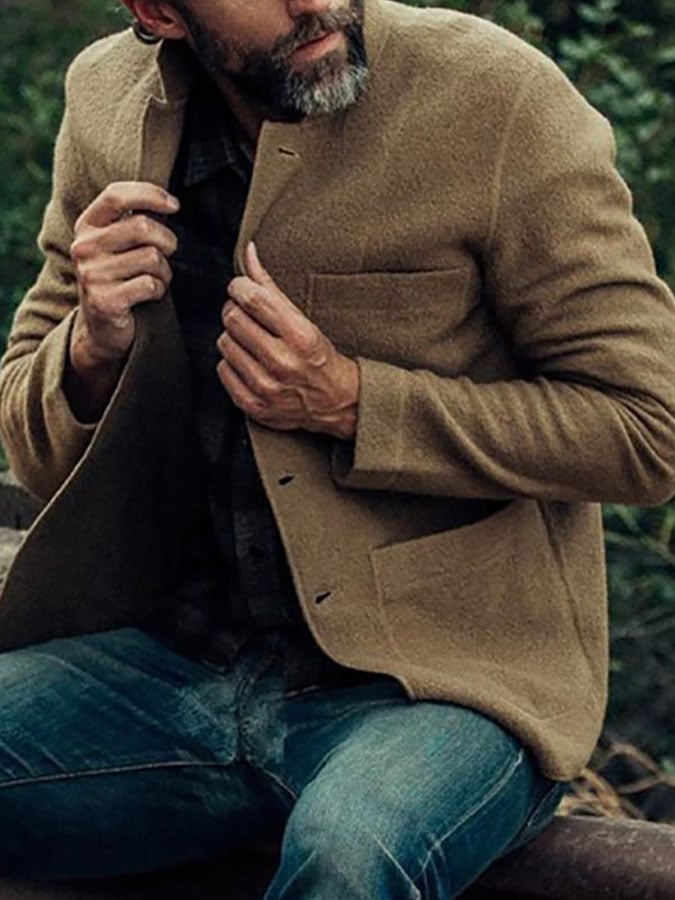 Casual Solid Color Pocket Jacket