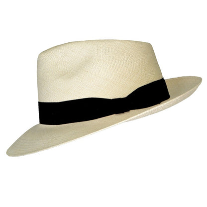 Teardrop Fedora Panama Hat | Natural Color Straw | Brisa Weave | Black Band | Handwoven in Ecuador - GPH - HatBox Included-FREE SHIPPING