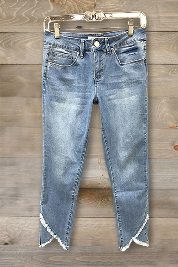 Casual Irregular Frayed Jeans