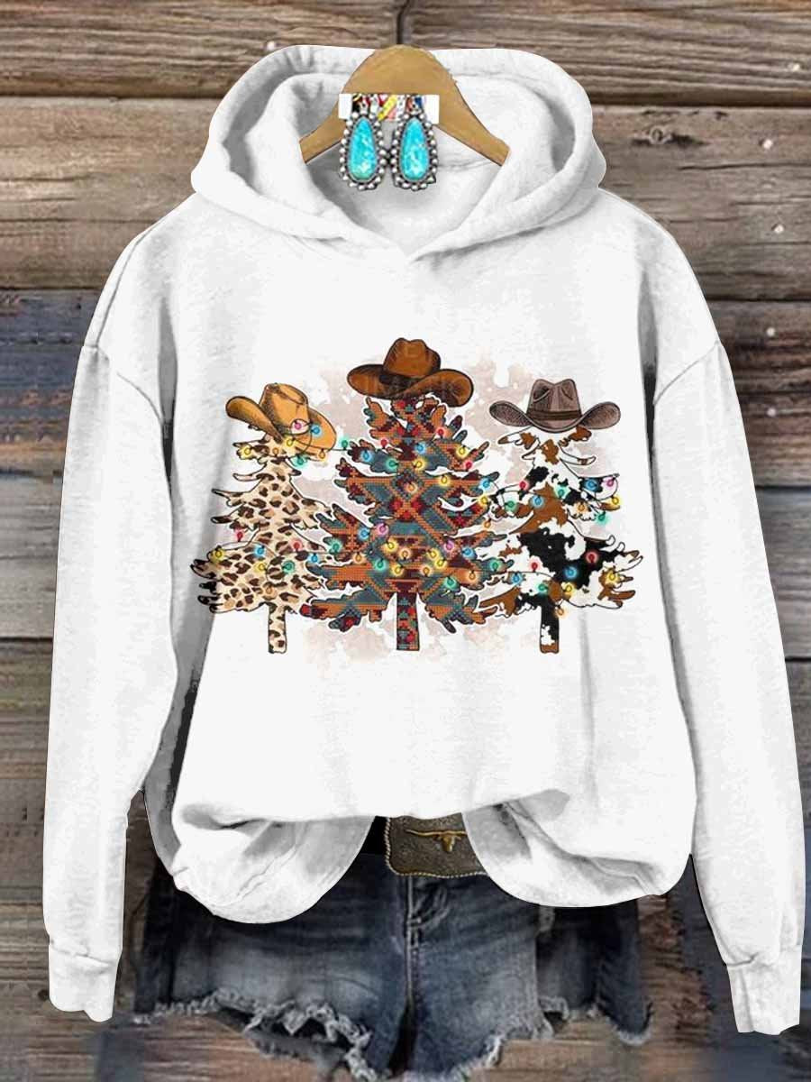 Western Christmas Theme Print Casual Sweatshirt