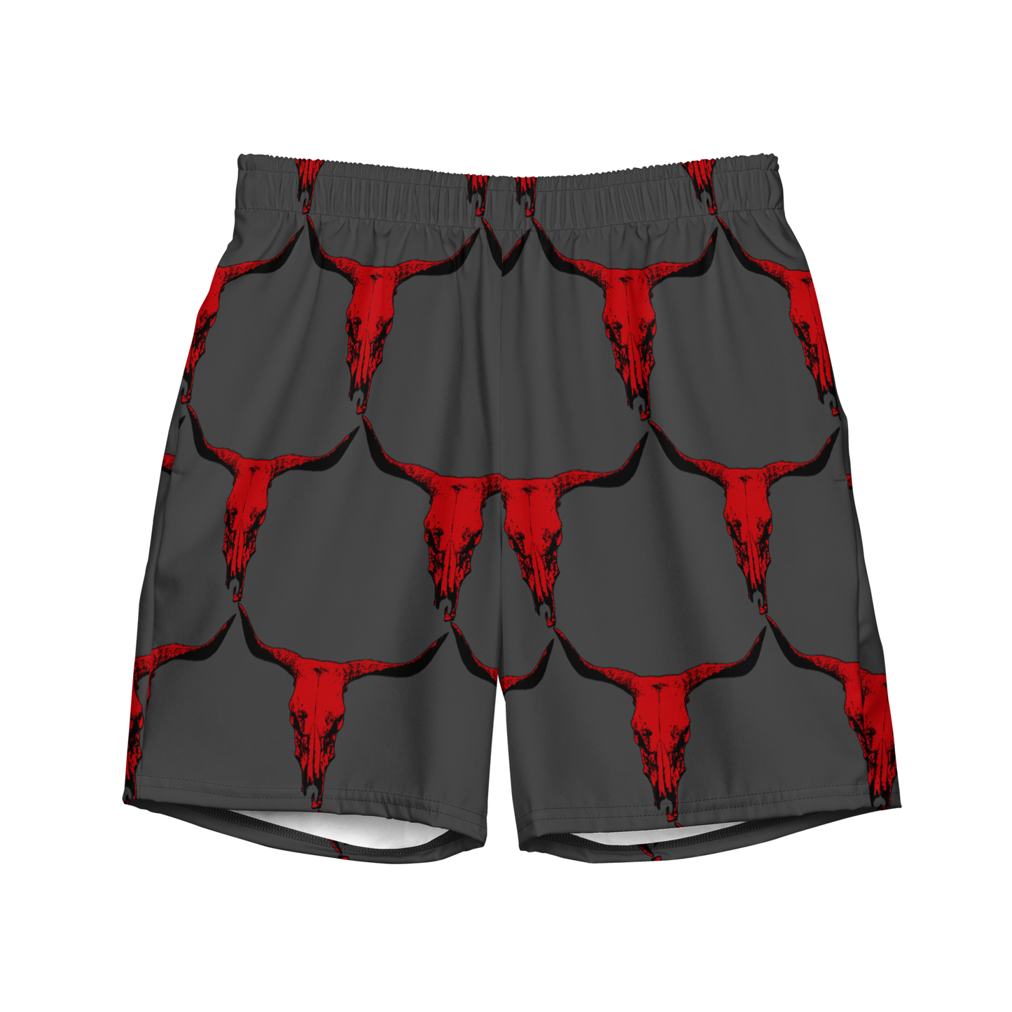 Yeehaw Red Bull Skull Men's Swim Trunks