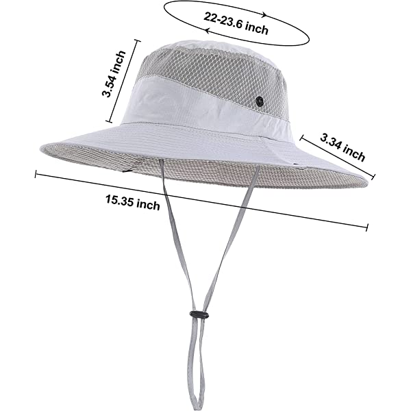 Mens Womens Sun Hat Wide Brim Breathable Mesh UPF 50+ Waterproof Fishing Hat Safari Hat Foldable Boonie Cap A-khaki