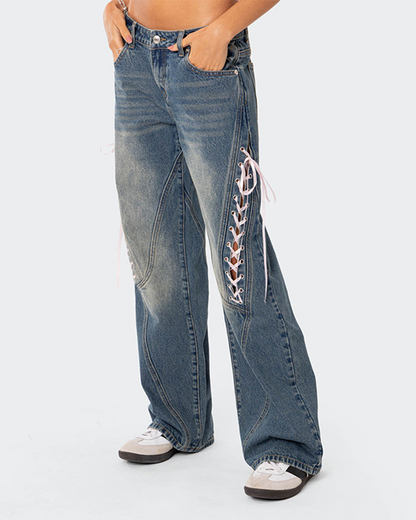 Lined Jeans At Low Waist