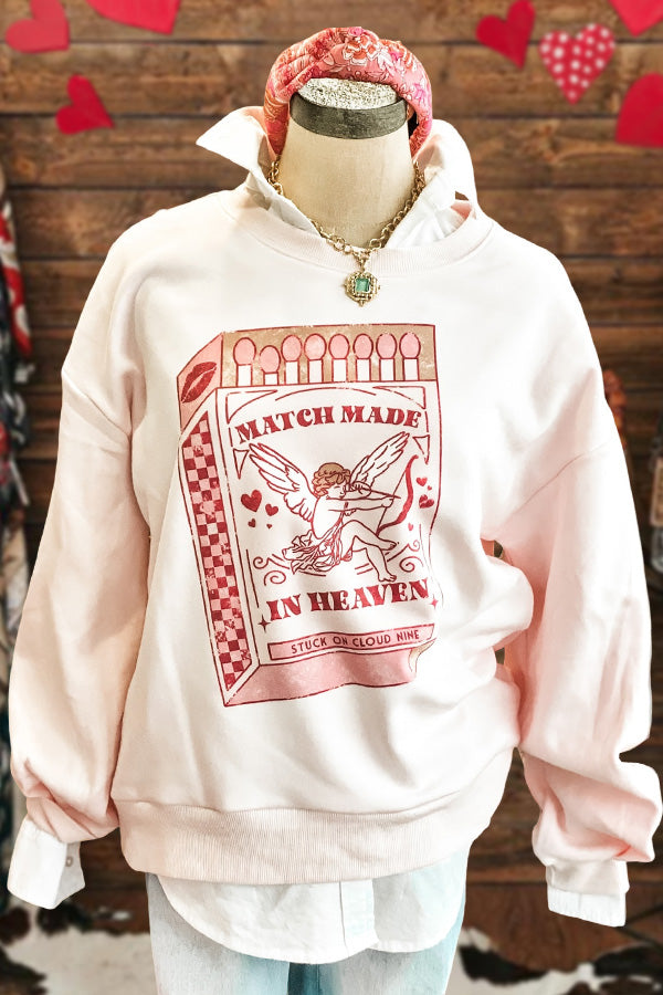 Valentine's Day Cupid Print Sweatshirt