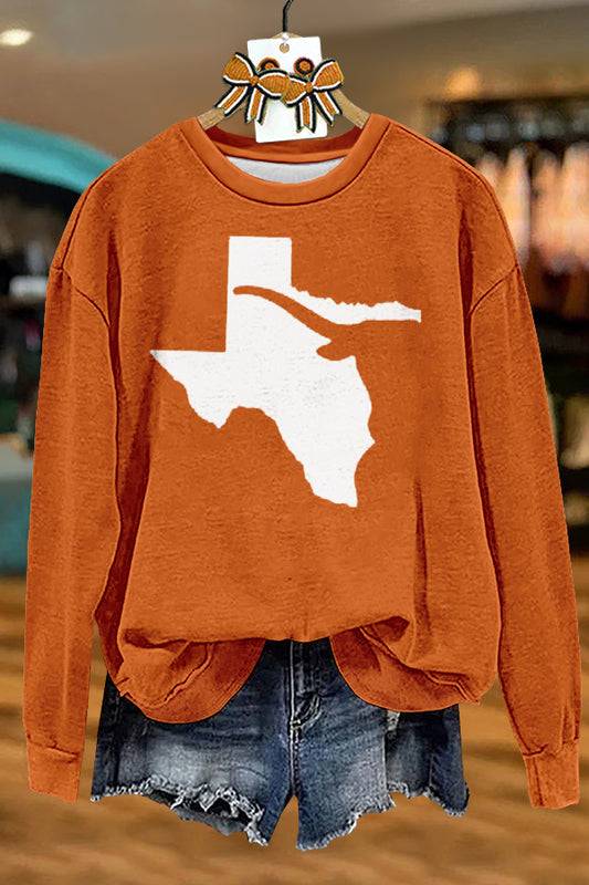 Unique Texas Longhorn Football Gameday Print Sweatshirt