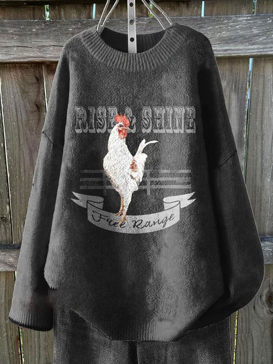 Rise & Shine Art Print Knit Pullover Sweater