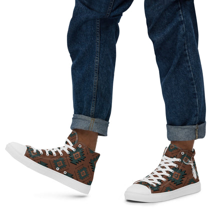 Aztec Mullet Cowboy Men__ high top canvas shoes