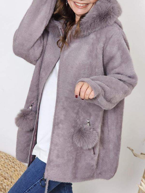 Women's Hooded Fur Casual Coat