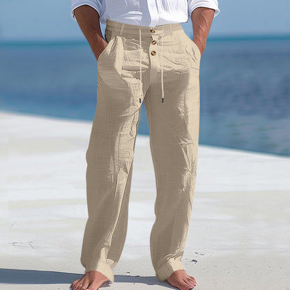 Men's Linen Business Casual Straight Pants Trousers