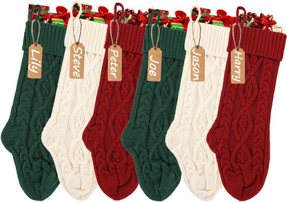 Christmas Stockings 8pcs Red, Green, Ivory, Khaki Christmas Decorations Decor for Christmas