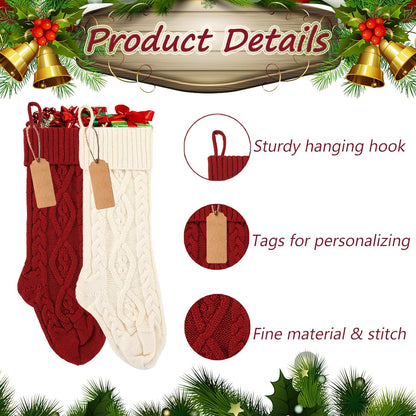 Christmas Stockings 8pcs Red, Green, Ivory, Khaki Christmas Decorations Decor for Christmas