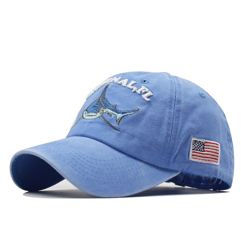 Men & Women Baseball Cap/shark spirit embroidery Outdoor Fitted Hat