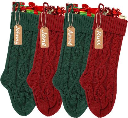 Christmas Stockings 8pcs Red, Green, Ivory, Khaki Christmas Decorations Decor for Christmas