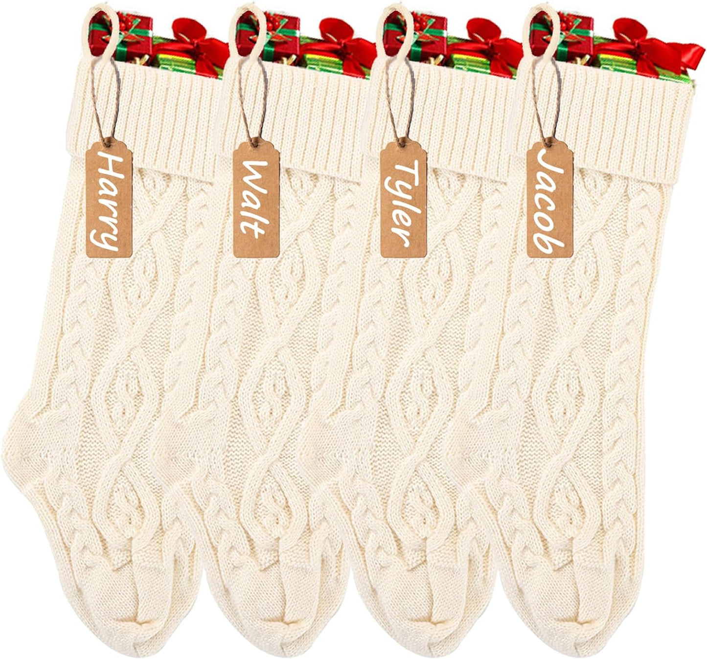 Christmas Stockings 8pcs Red, Green, Ivory, Khaki Christmas Decorations Decor for Christmas