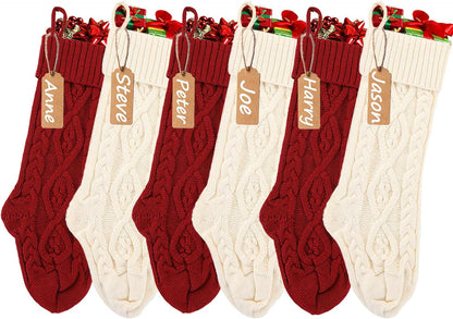 Christmas Stockings 8pcs Red, Green, Ivory, Khaki Christmas Decorations Decor for Christmas