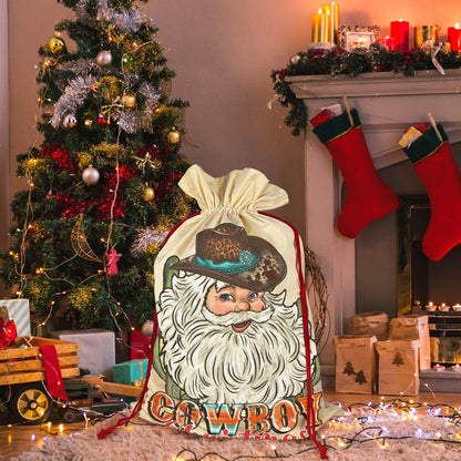 Cowboy Santa Christmas Set of 3 Sacks