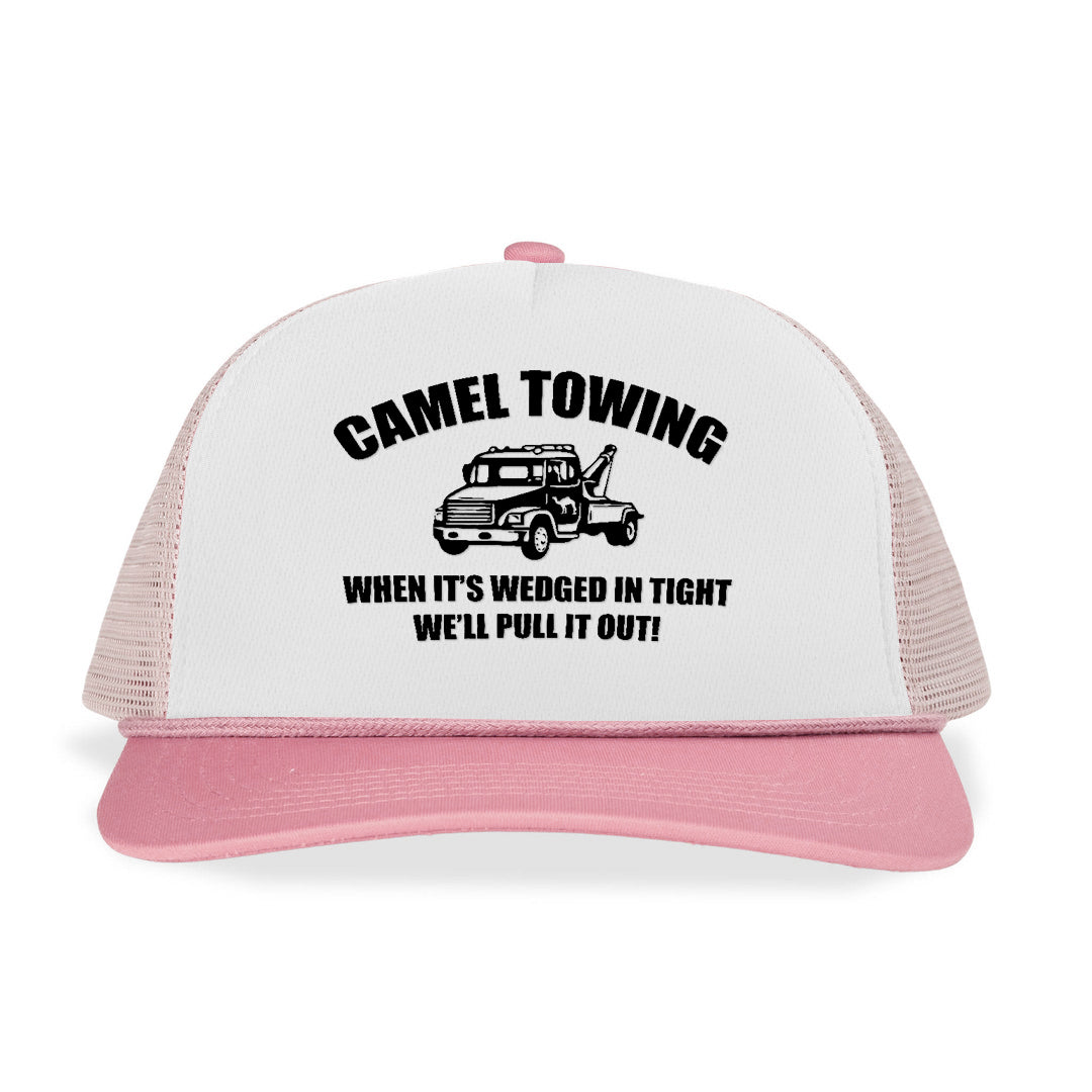 Camel Towing When It's Wedged In Tight We'll Pull It Out letter Printed and truck Printed Trucker Hat