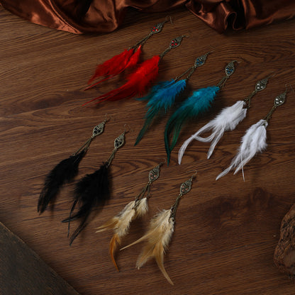 Bohemian Long Feather Tassel Handmade Earrings