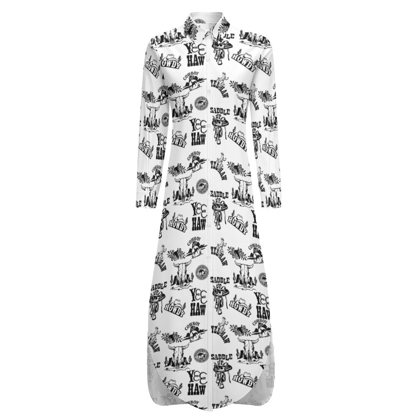 Cowboy Print Western Duster Dress