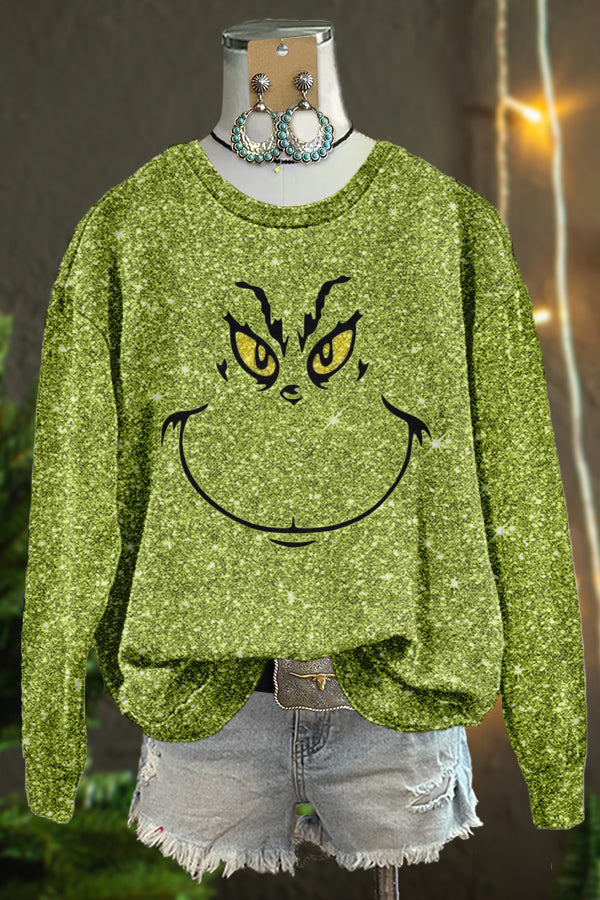 Shiny The Grinch Christmas Print Sweatshirt