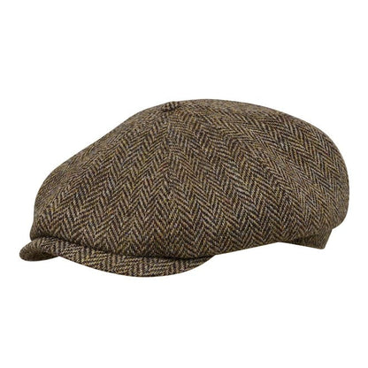 PEAKED CAPS Genuine Scottish Harris Tweed 8 Panels Man Cap Wool -Shelby