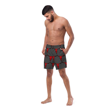 Yeehaw Red Bull Skull Men's Swim Trunks