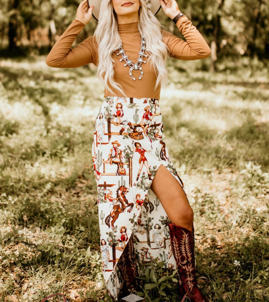 Vintage Western Slit Skirt