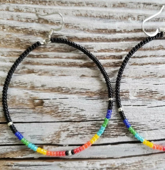 Black Brights Hoop Earrings choice of sizes