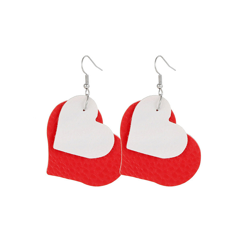 Valentine's Day Color Block Love Heart Earrings