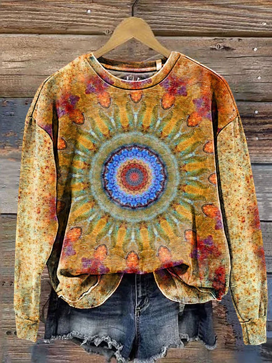 Vintage Gradient Pattern Art Print Casual Sweatshirt