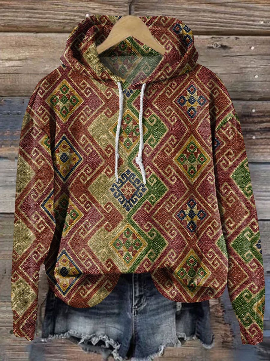 Vintage Aztec Art Prints Casual Hoodie Sweatshirt