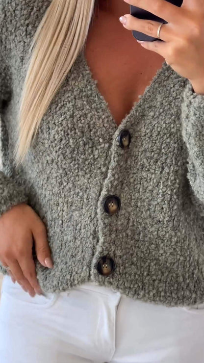 Women's Casual Solid Color Button Knitted Sweater Cardigan