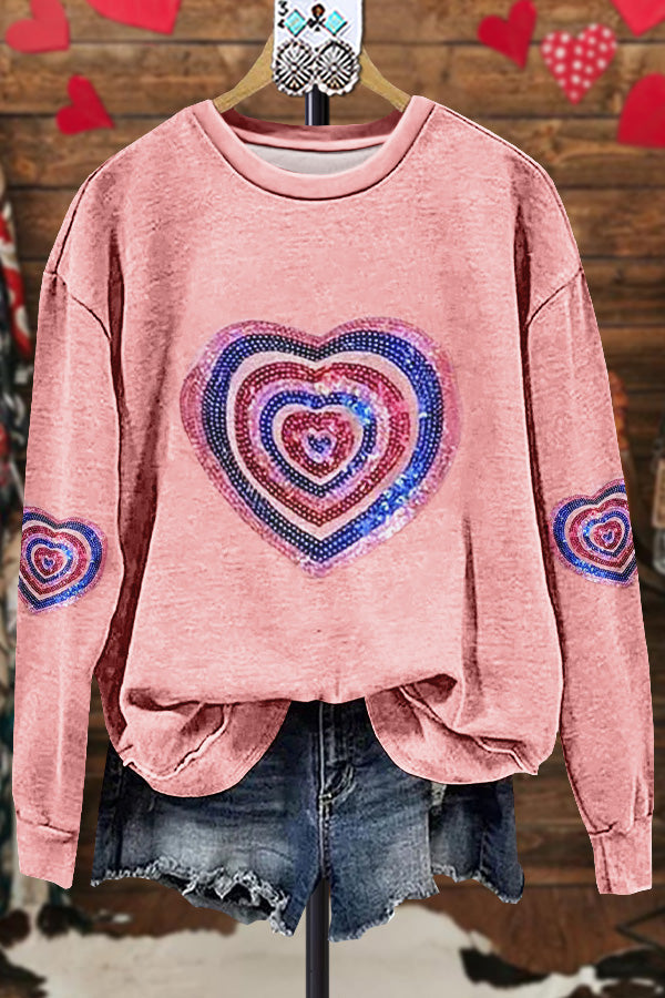 Classic Contrast Valentine's Day Heart Sweatshirt